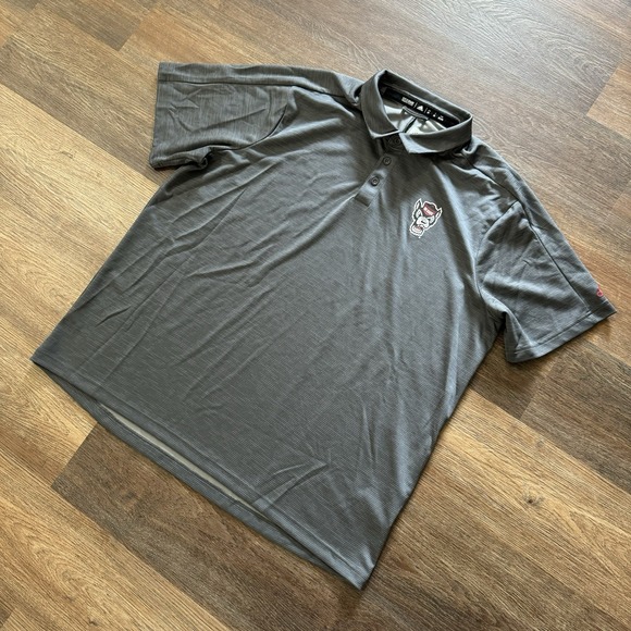 NC State Wolfpack Adidas Polo Shirt Grey Golf Preppy Men's Sz 2XL Frat - Picture 1 of 8